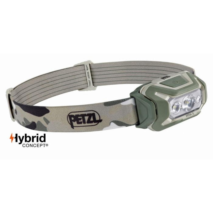 Lampe frontale compacte PETZL Aria 2R Etanche - 450 lumens - Camo - Batterie incluse - E071AA00