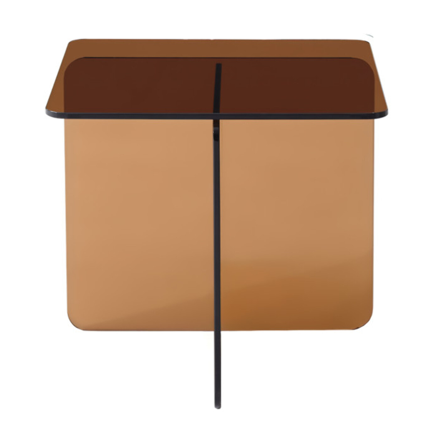 Table basse carrée en verre trempé fumé orangé - BENT