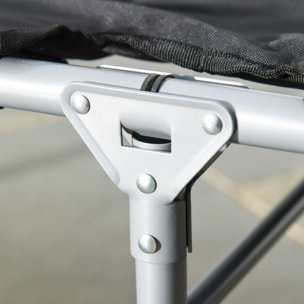 Lit de camp pliable avec matelas grand confort - oreiller amovible, antidérapant - métal polyester noir