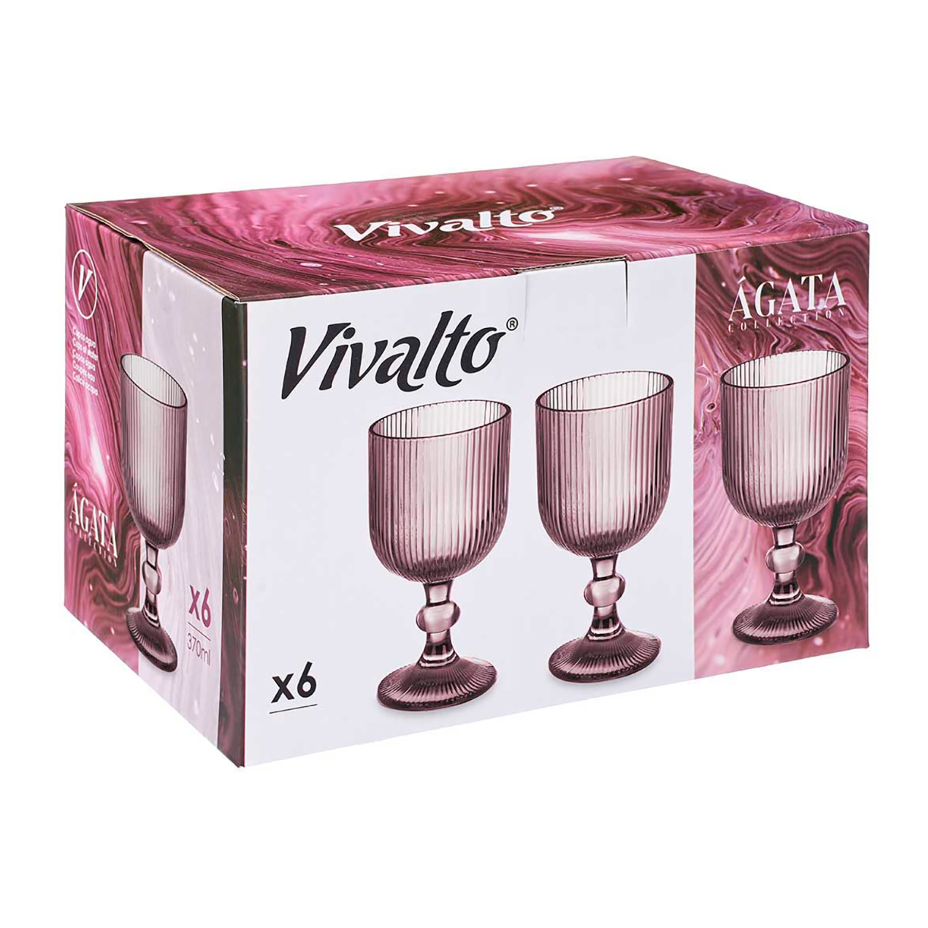 PACK 6 COPAS VINO 260ML ROSA RAYAS