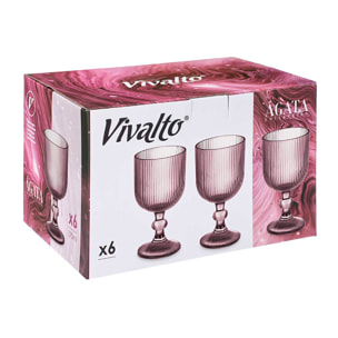 PACK 6 COPAS VINO 260ML ROSA RAYAS