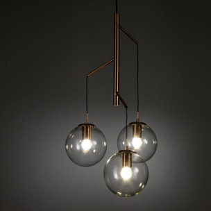 Suspension Tomasucci ALYCIA E, en acier et verre, doré