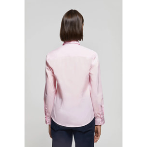 Camicia in popeline Slim Fit rosa con ricamo Rigby Go