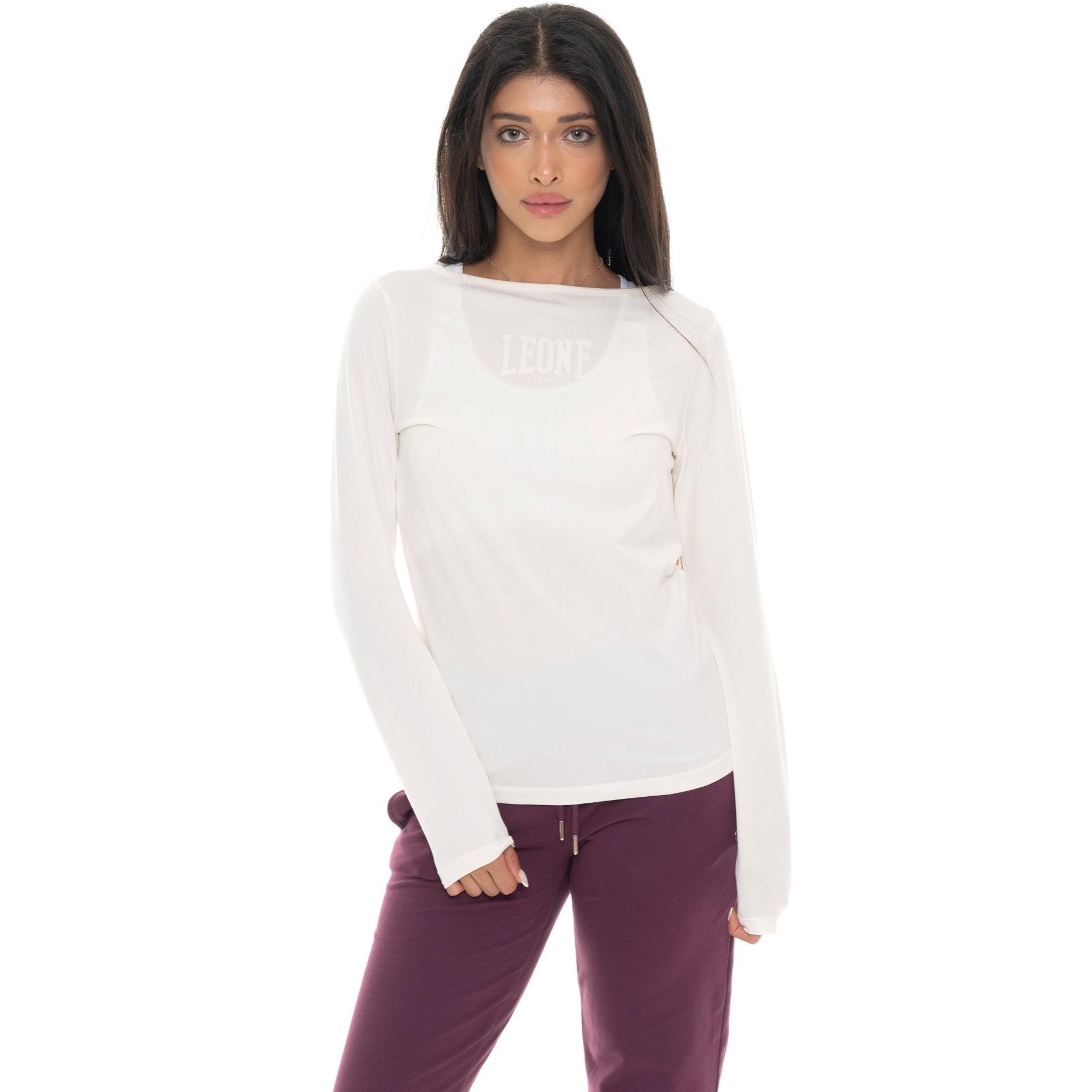 T-shirt donna a manica lunga con stampa Leone 1947 Never Without