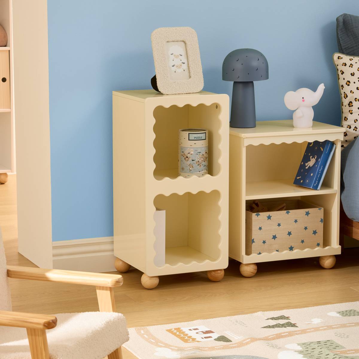 Meuble de rangement Enfant Bouli 2 Cases Beige 31x30x64 cm