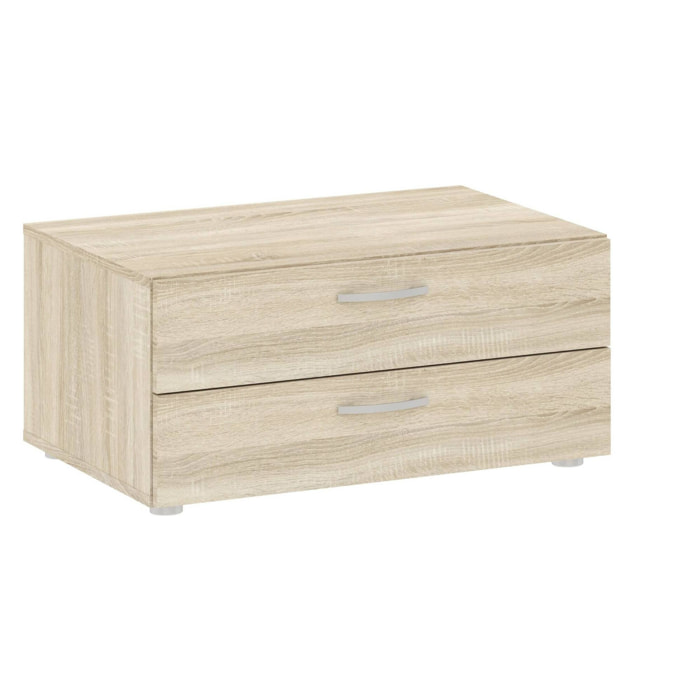Cassettiera Piatto, Settimino multiuso, Comò camera da letto, Mobile con cassetti, 74x52 h35 cm, Rovere
