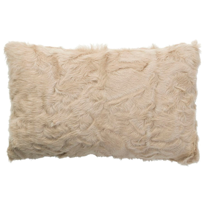 Coussin en poils de chèvre frisés blanc 24x40cm