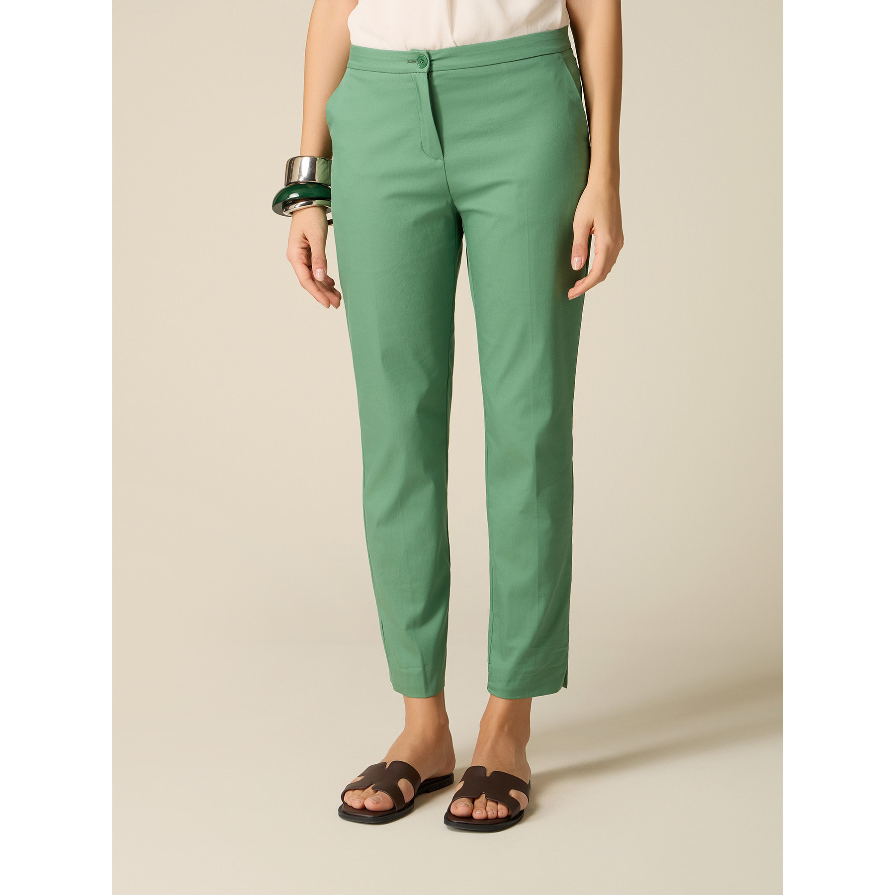 Oltre - Pantalones chinos de algodón - Verde