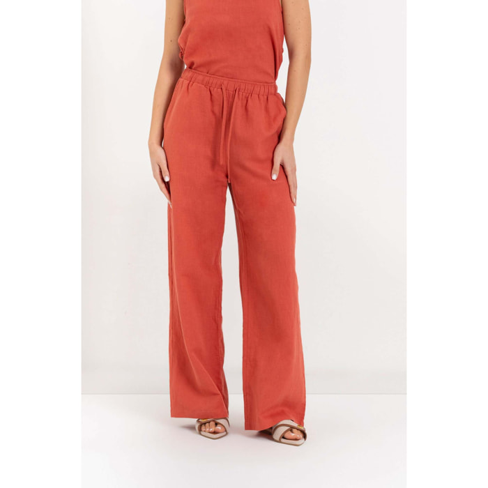 Kocca - Pantaloni da donna a gamba larga in lino, cotone e ramiè Donna