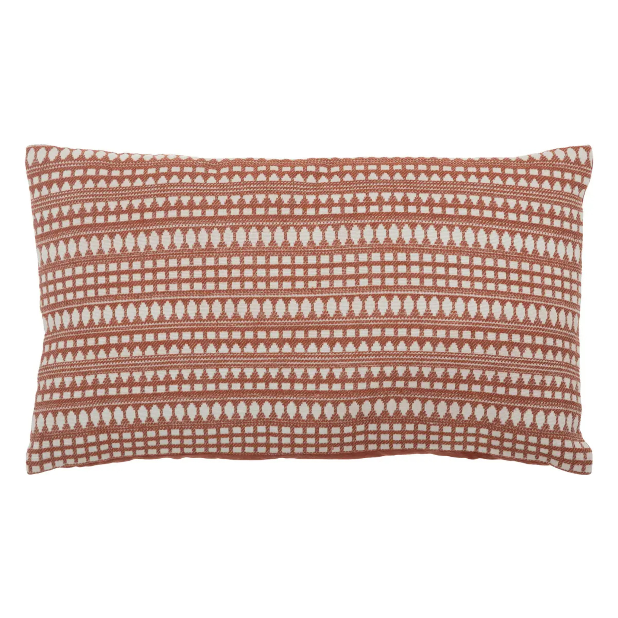 Coussin motifs jacquard "Micah" 30x50cm rose terracotta