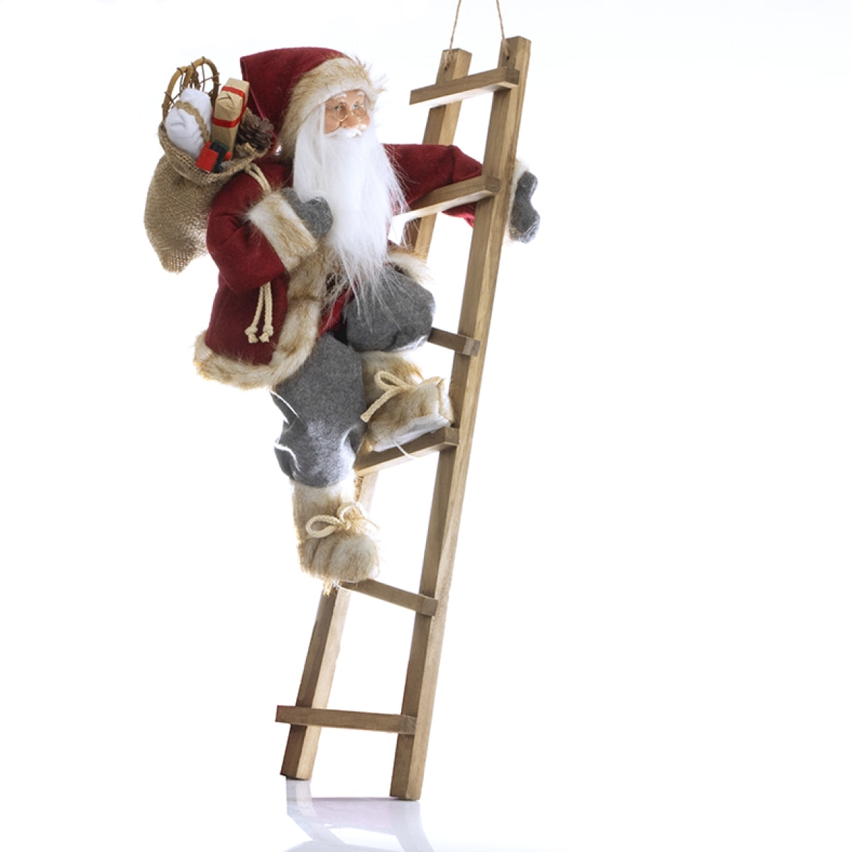 Babbo Natale "Noel Baba" Su Scala - Realistico in PVC - (Altezza 65cm)