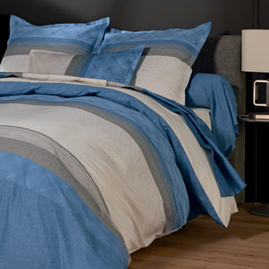 Drap satin de coton géométrique - Bleu