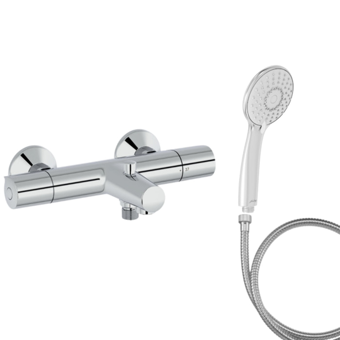Mitigeur baignoire Simone + pommeau de douche Juliette + flexible de douche métal