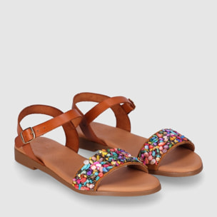 Sandalias de Piel - Multicolor - Tacón: Bajo