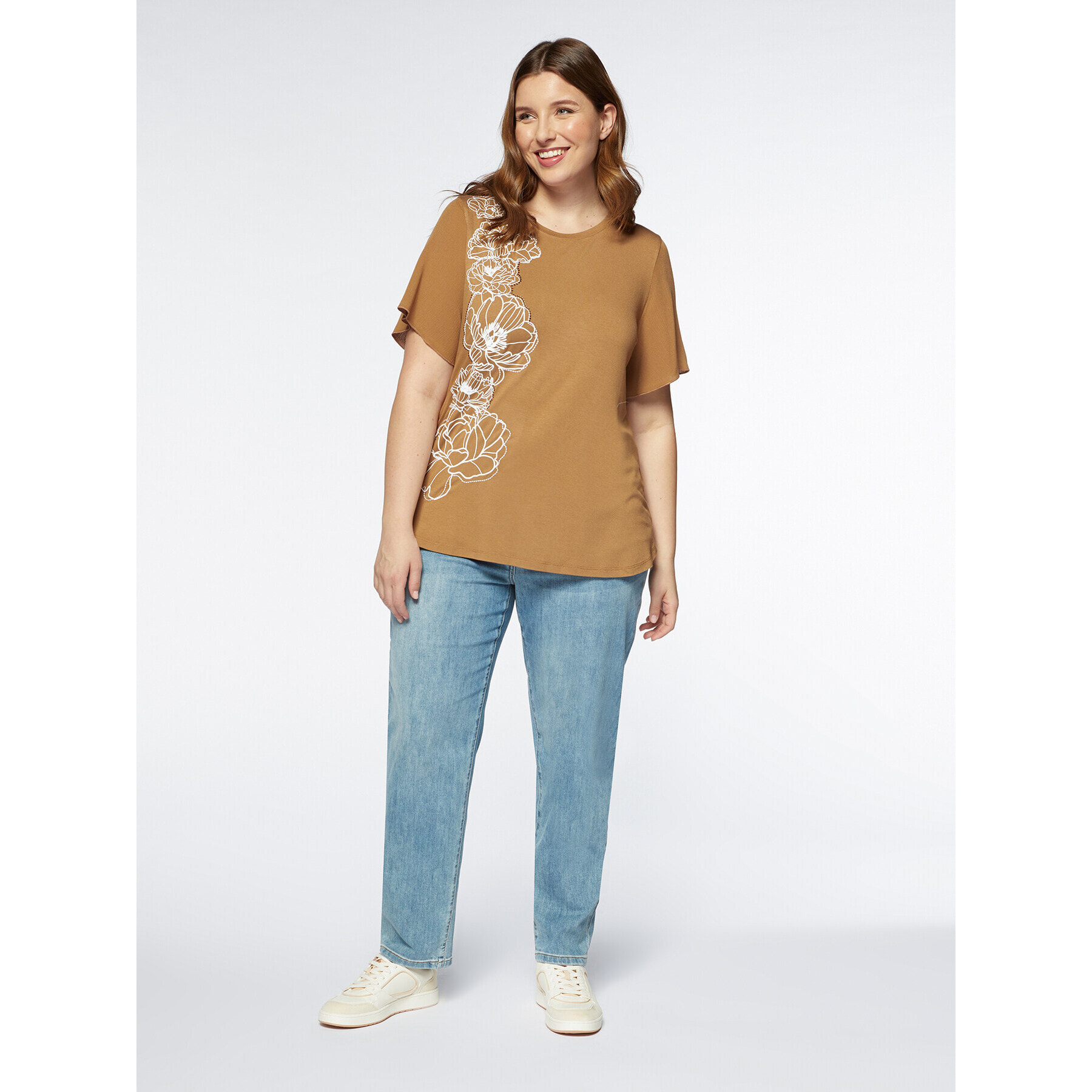 Fiorella Rubino - Camiseta con estampado de flores - Beige