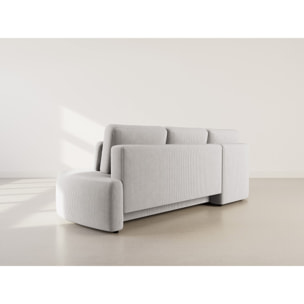 Mahina - canapé d'angle gauche 4 places convertible avec coffre en velours côtelé - Gris clair