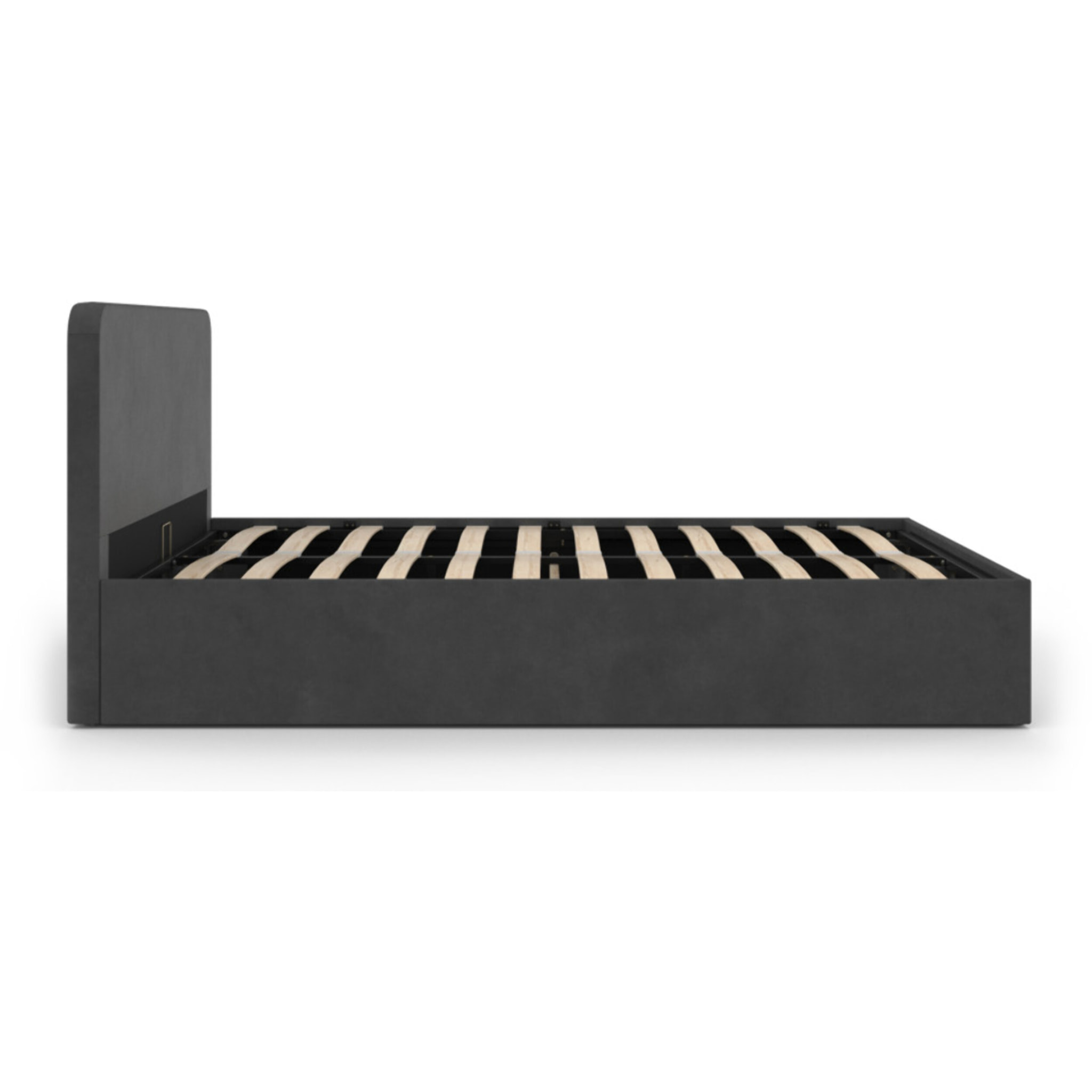 Lit coffre velours Louise avec sommier et tête de lit - Velours gris