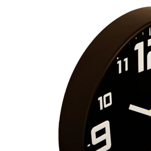 Horloge argent "Silence" noir D30cm