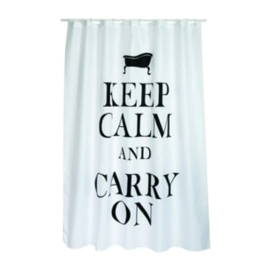 Rideau de douche Polyester KEEP CALM 180x200cm QUALITE PREMIUM Noir & Blanc - Anneaux inclus MSV