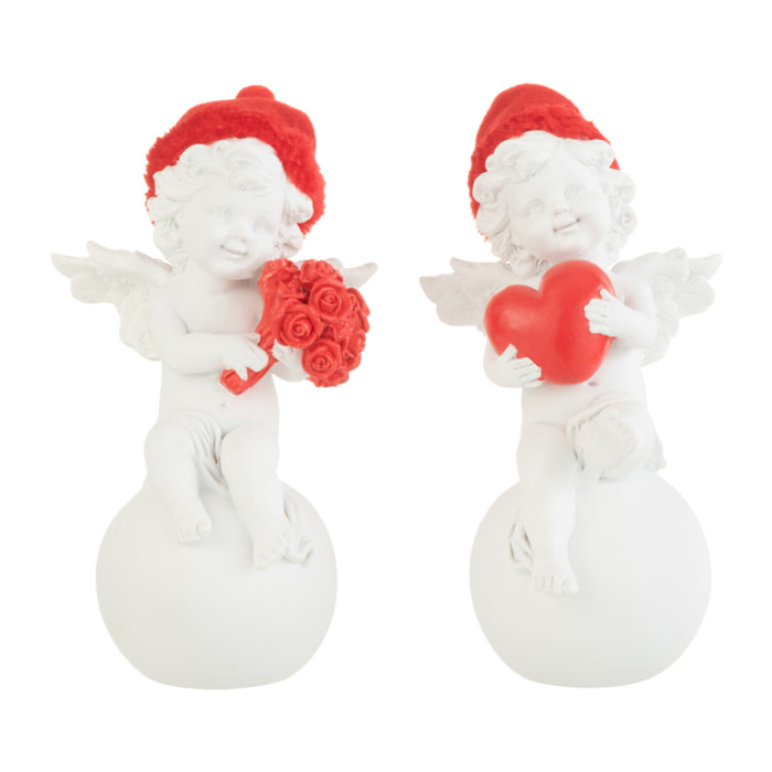 J-Line figurine Ange Sur Balle Chapeau - polyrésine - rouge/blanc - small - 2 pièces