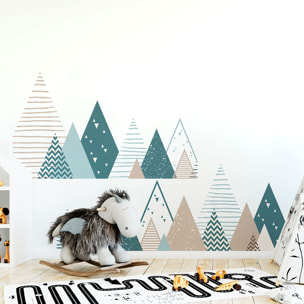 Stickers muraux enfants - Décoration chambre bébé - Autocollant Sticker mural géant enfant montagnes scandinaves IRINKA