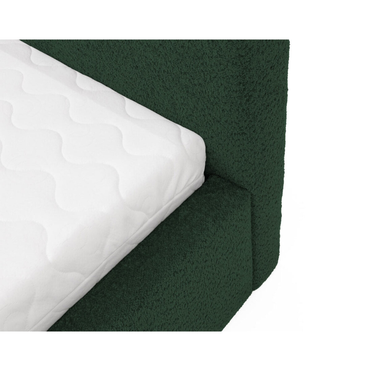 Orane - lit coffre - 160x200 cm - en tissu bouclette - Vert