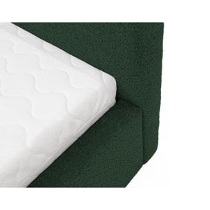 Orane - lit coffre - 160x200 cm - en tissu bouclette - Vert