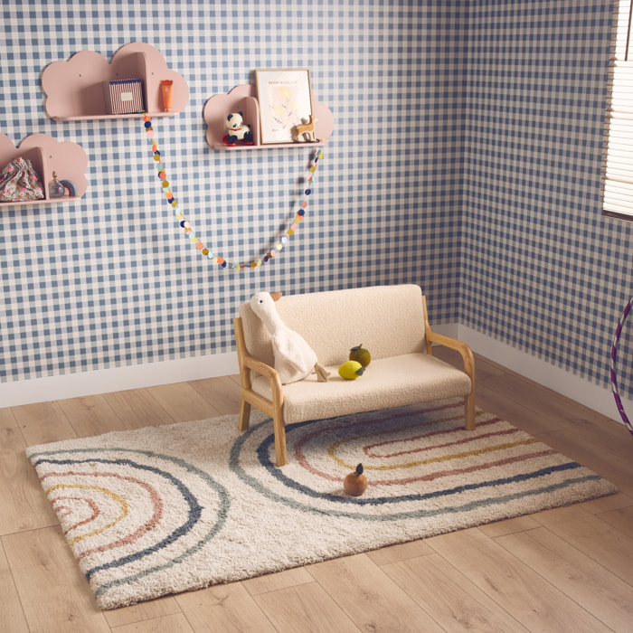Tapis intérieur enfant crème et multicolore arc-en-ciel DAKOTA