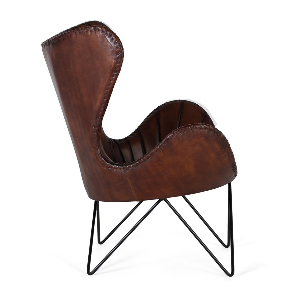 Sillón de Piel 83 Cm Estilo Industrial Vintage