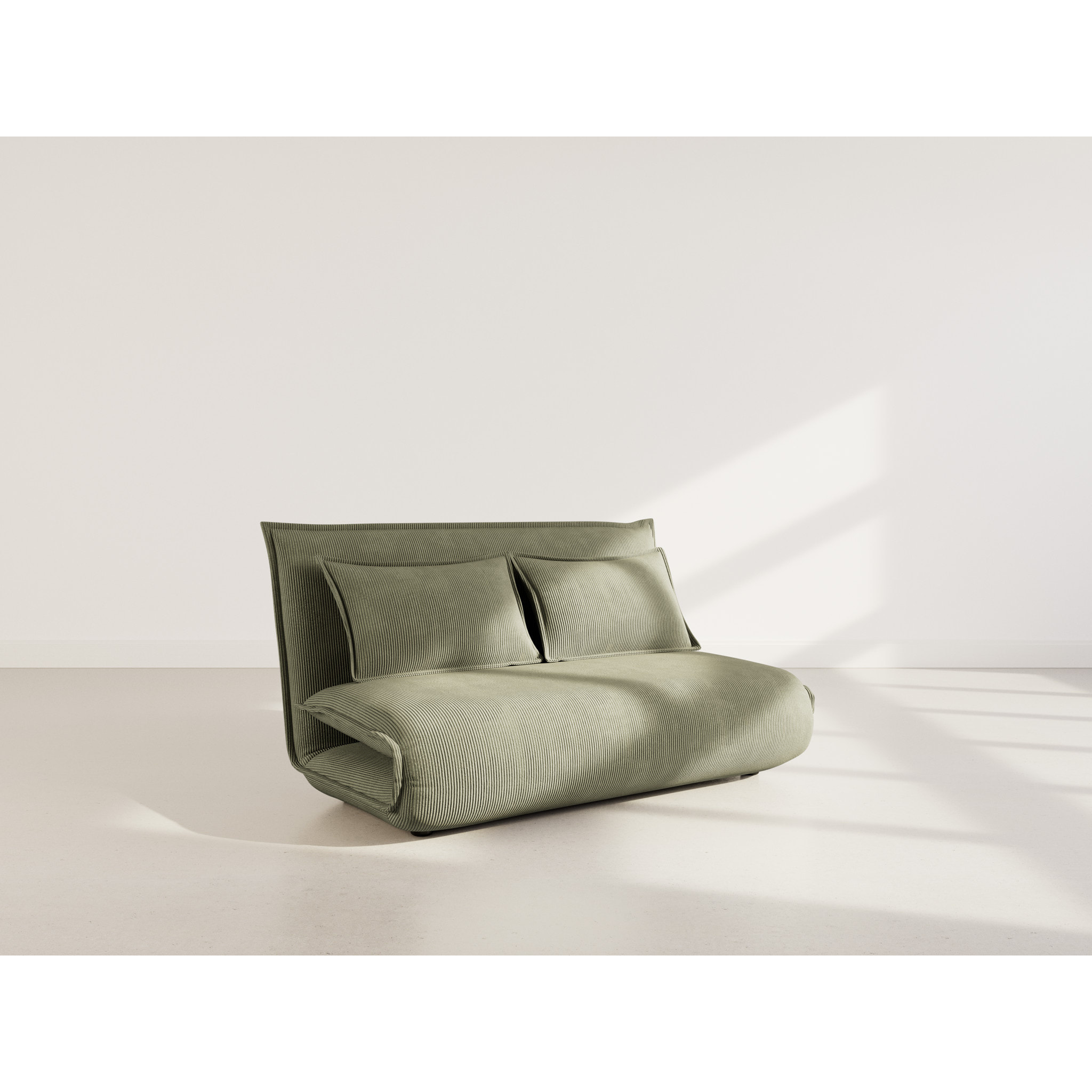 Candice - Banquette 2 places convertible clic-clac en velours côtelé - Vert