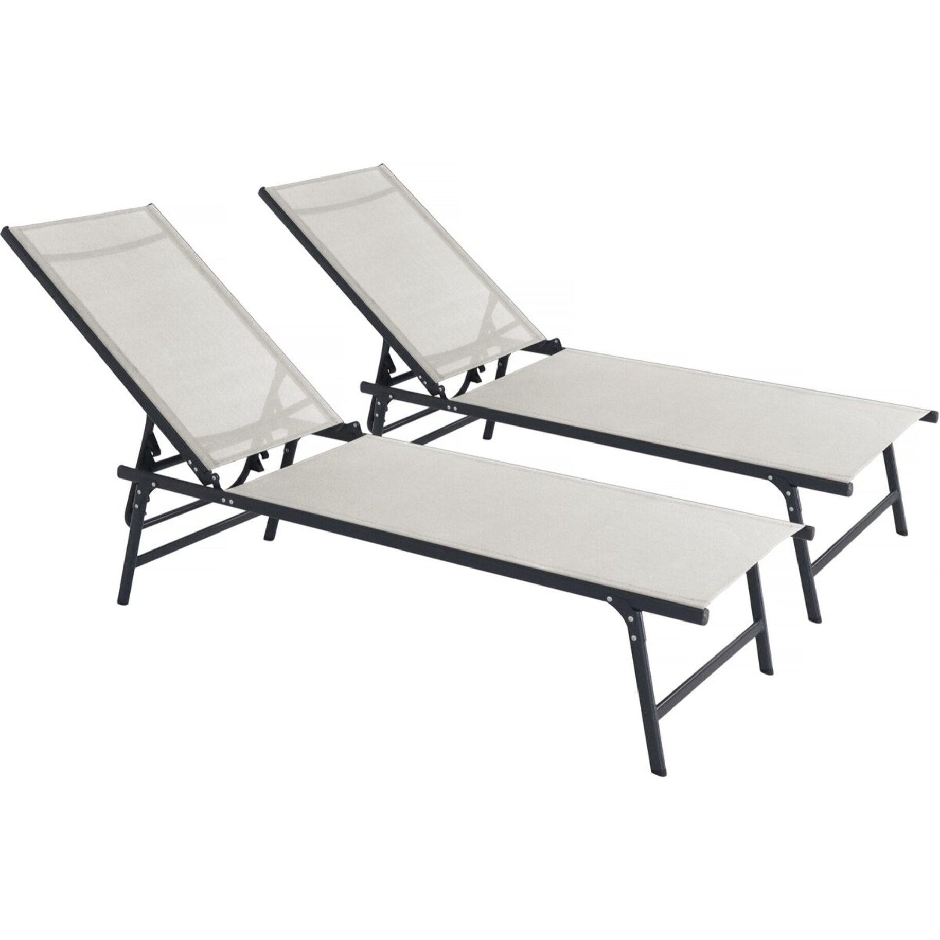 Lot de 2 bains de soleil en métal "Sublima" - 180 x 54 x 104 cm - Beige