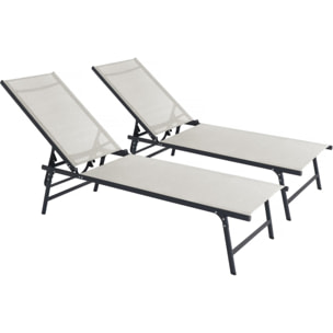 Lot de 2 bains de soleil en métal "Sublima" - 180 x 54 x 104 cm - Beige