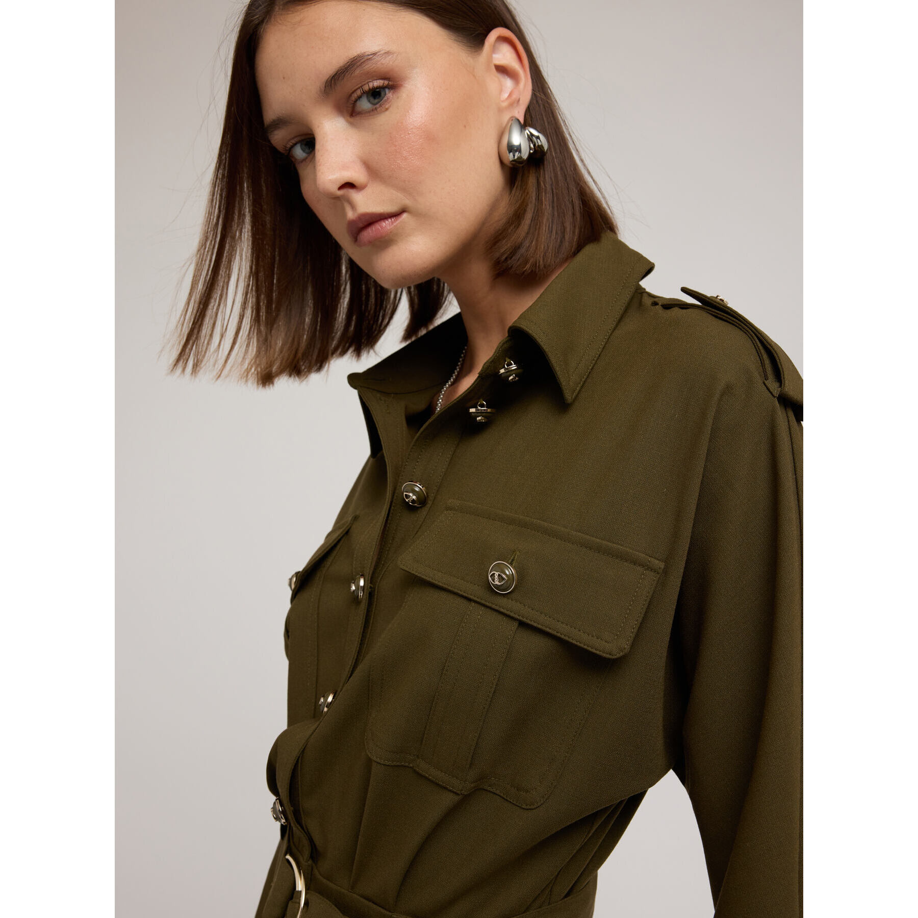 Motivi - Chemisier militar con cinturón - Verde militare