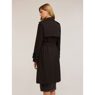 Motivi - Gabardina cruzada de tejido técnico - Negro