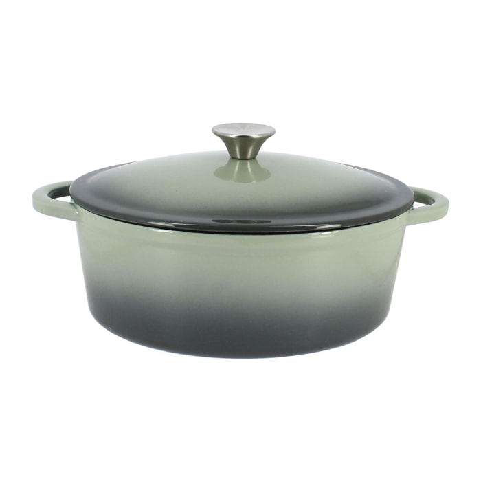 Cocotte en fonte verte ovale 4L VOLCANO