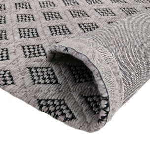 Tapis Kilim épais Bace, tissé à plat à à la main à base de plastique recyclé