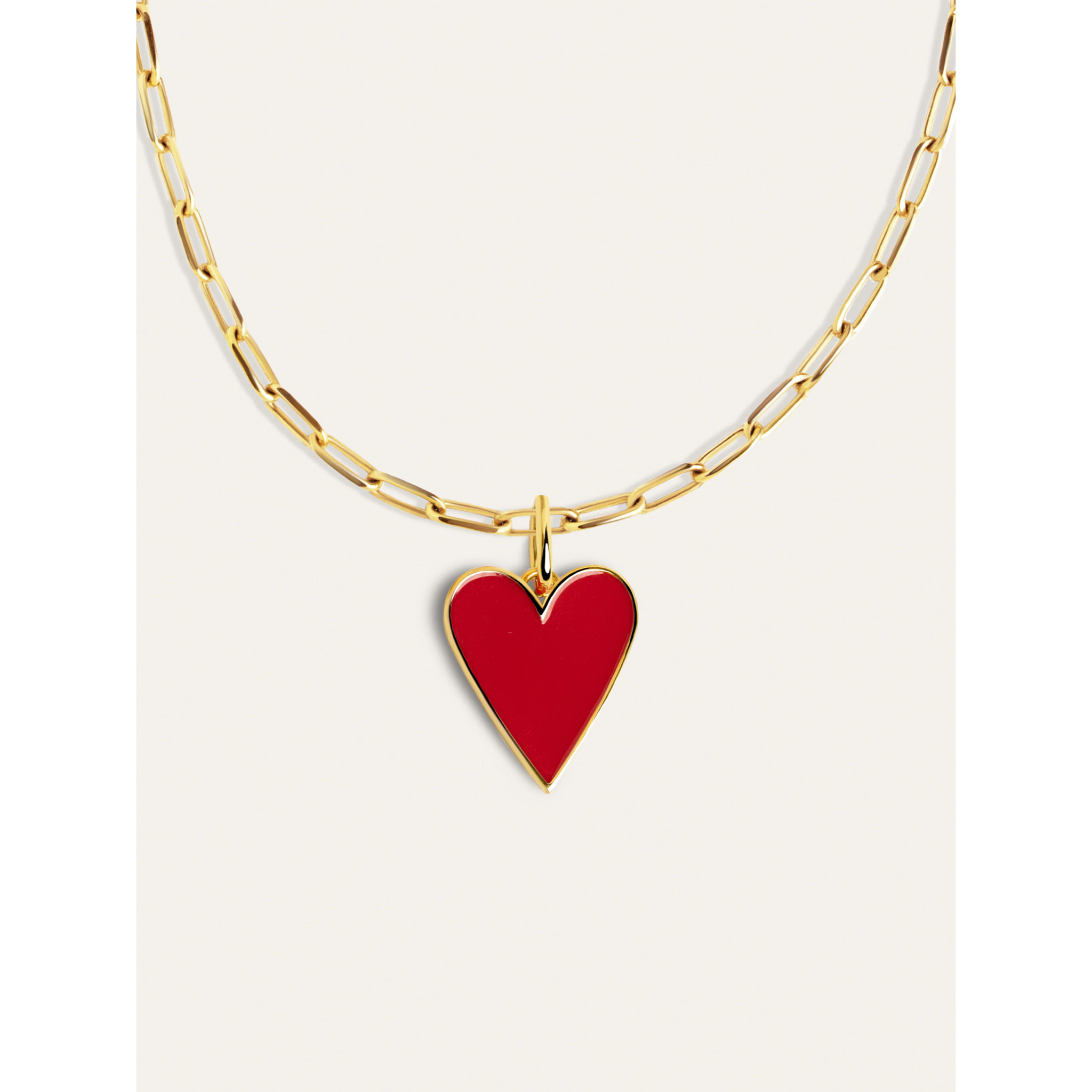 Collar Chic Lovely Heart Red Acero Baño Oro