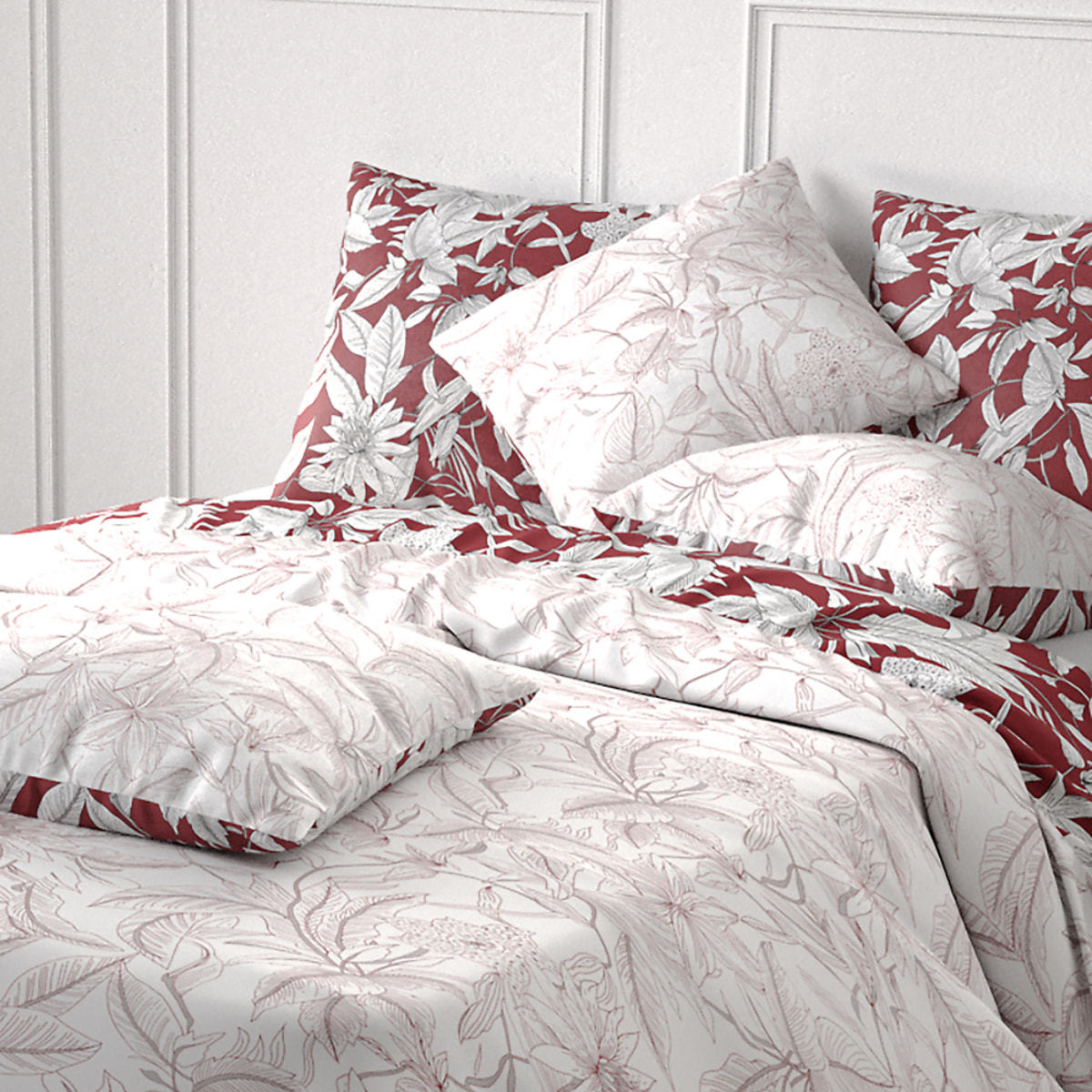 Parure Housse De Couette 3pcs 100% coton 71fils Bonheur RÉversible