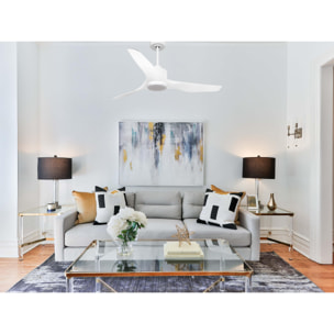 Ventilador de techo Reversible Termostato Dimable Wifi Motor DC Techos Inclinados Mando a Distancia Luz tres tonos Adaptador 2/3 Aspas Hypersilence Memoria ThassosD127C03LED67773 PURLINE