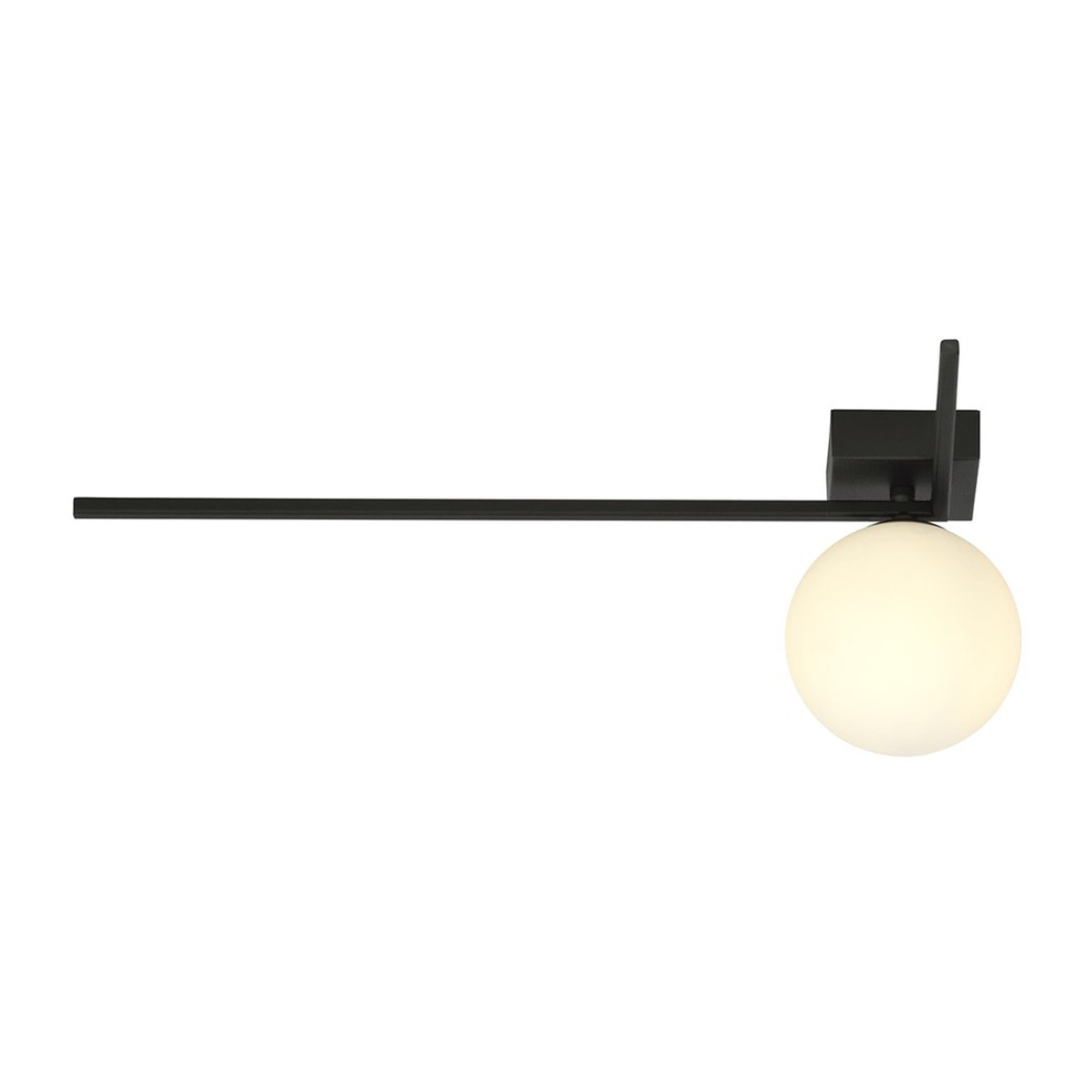 Lampada da soffitto IMAGO in acciaio nero e vetro opalino