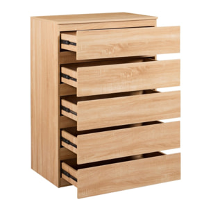 Cassettiera camera da letto con 5 cassetti legno naturale - Vale