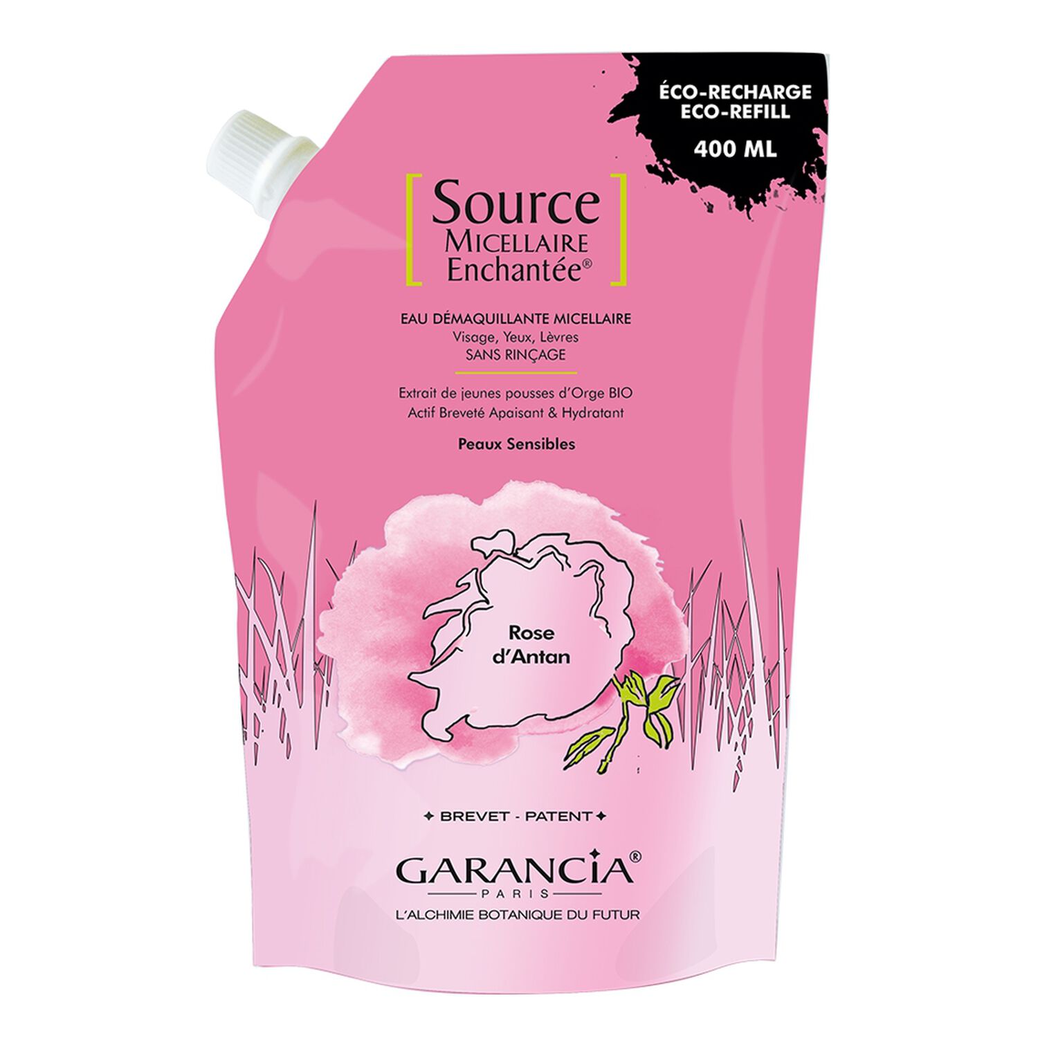 Source Micellaire Enchantée - Eau Micellaire 4 en 1 - Éco-Recharge Rose 400 ml