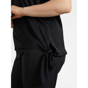 Fiorella Rubino - Top in raso con nodo sul fianco - Nero