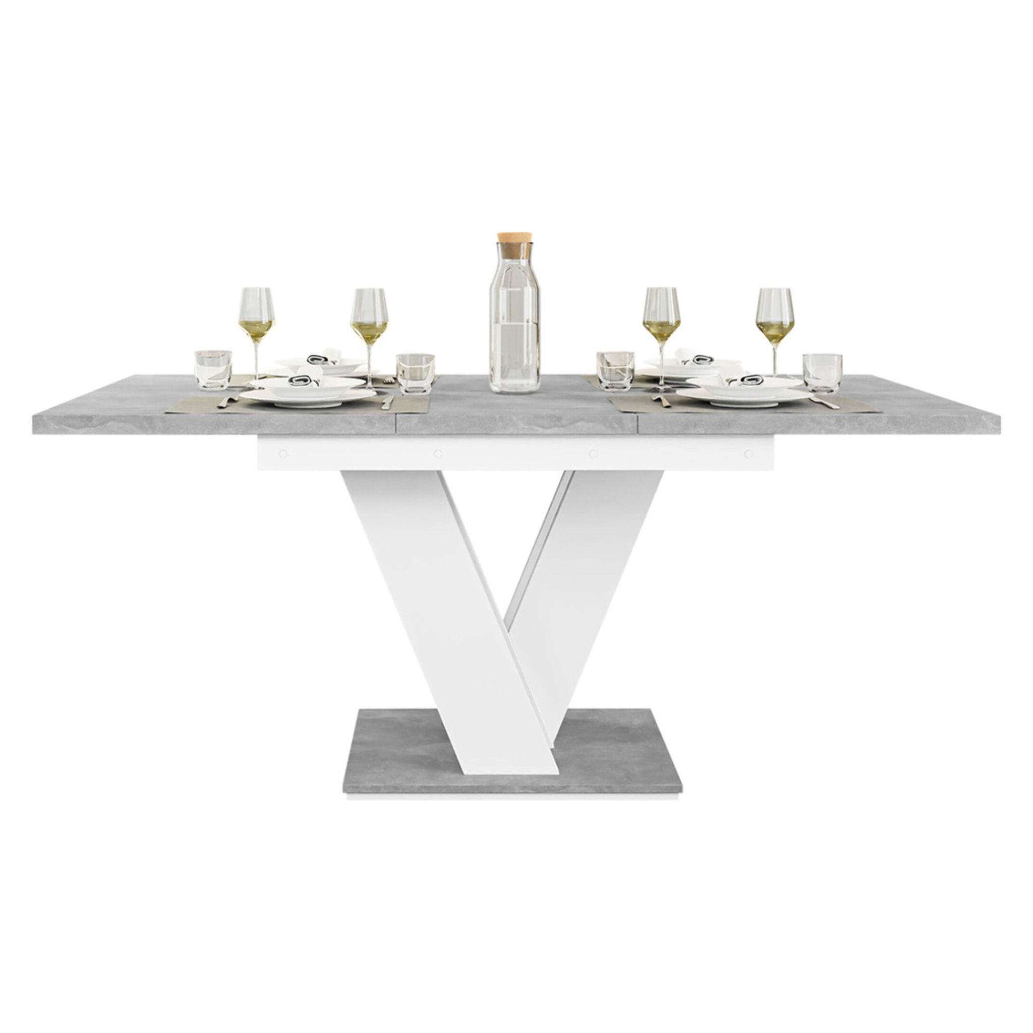 Xandriel - table à manger extensible - gris et blanc - 4 à 6 personnes - Blanc/chêne clair