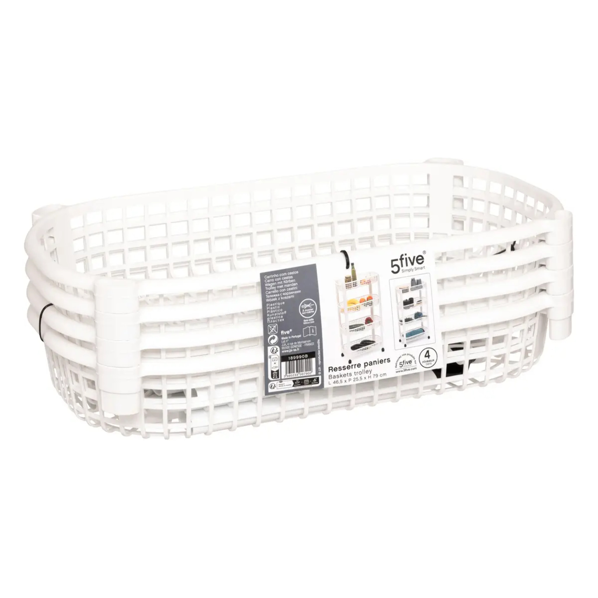Desserte avec paniers 4 niveaux blanc