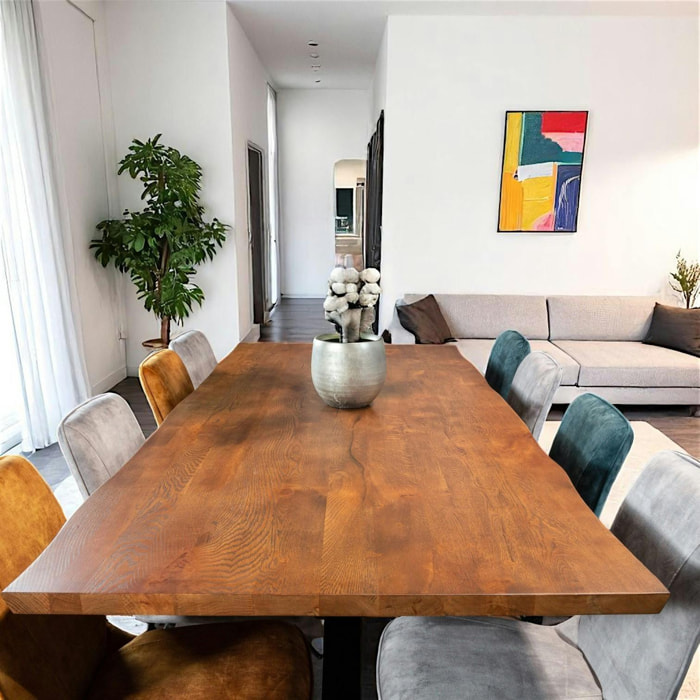 Table en chêne 240 cm bordures naturelles OKA