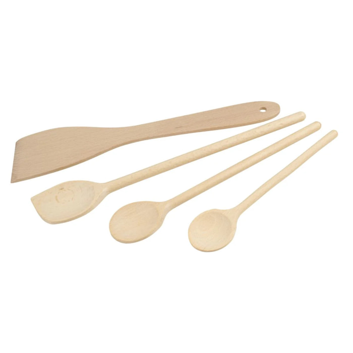 Set de 4 ustensiles de cuisine en bois FSC Fackelmann Nature