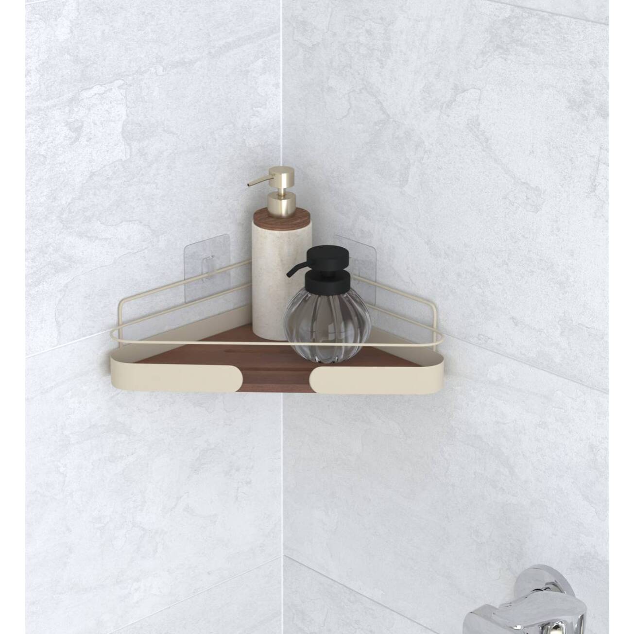 Étagère de douche Argileo angle 1 niveau beige