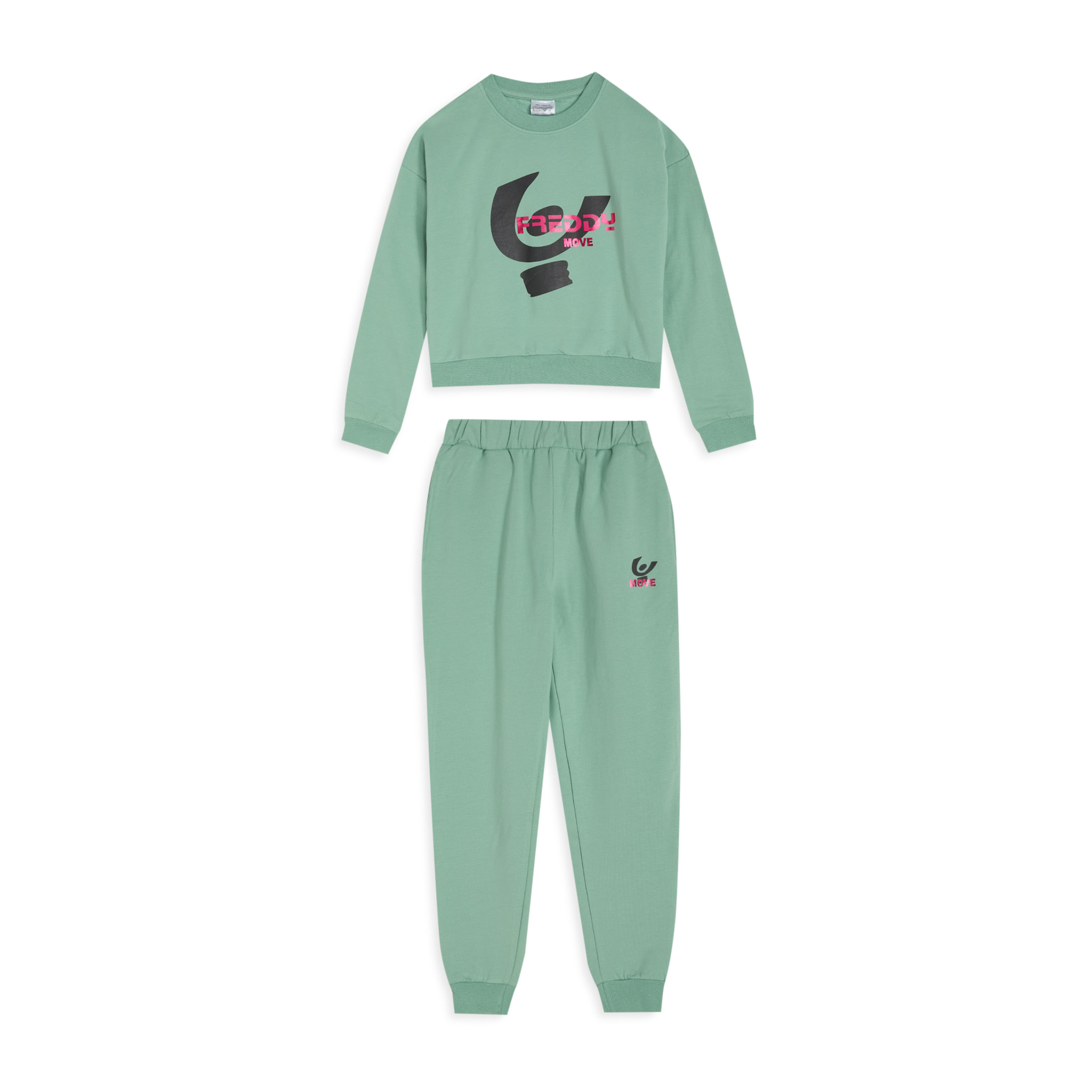 Tuta bambina in cotone con stampa metallizzata