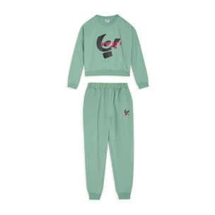 Tuta bambina in cotone con stampa metallizzata